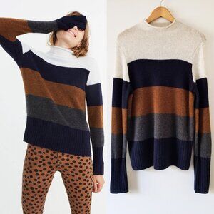 MADEWELL Inland Striped Turtleneck Sweater Coziest Yarn Wool Alpaca Blend M $70